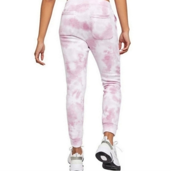 Free People Movement Work It Out Pink & White Tie Dye Fleece Jogger Sweatpants - Picture 2 of 13
